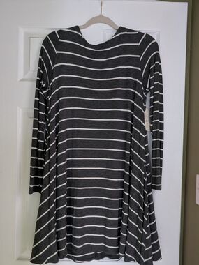 Altar'd State Gray & White Striped Dress